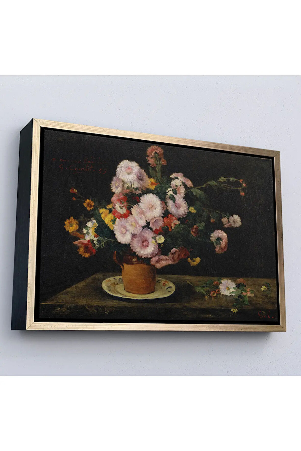 Ahşap Çerçeveli Aster Buketi, 1859, Gustave Courbet Tablo-7059