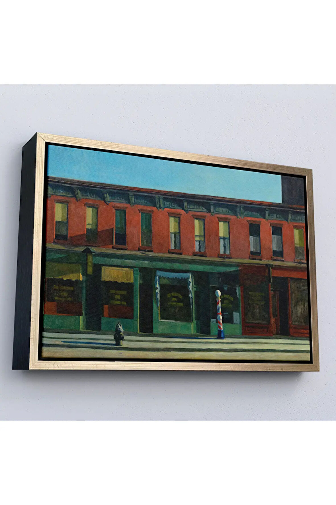 Ahşap Çerçeveli Edward Hopper - Pazar Sabahının Erken Saatleri Tablosu - Early Sunday Morning-7069