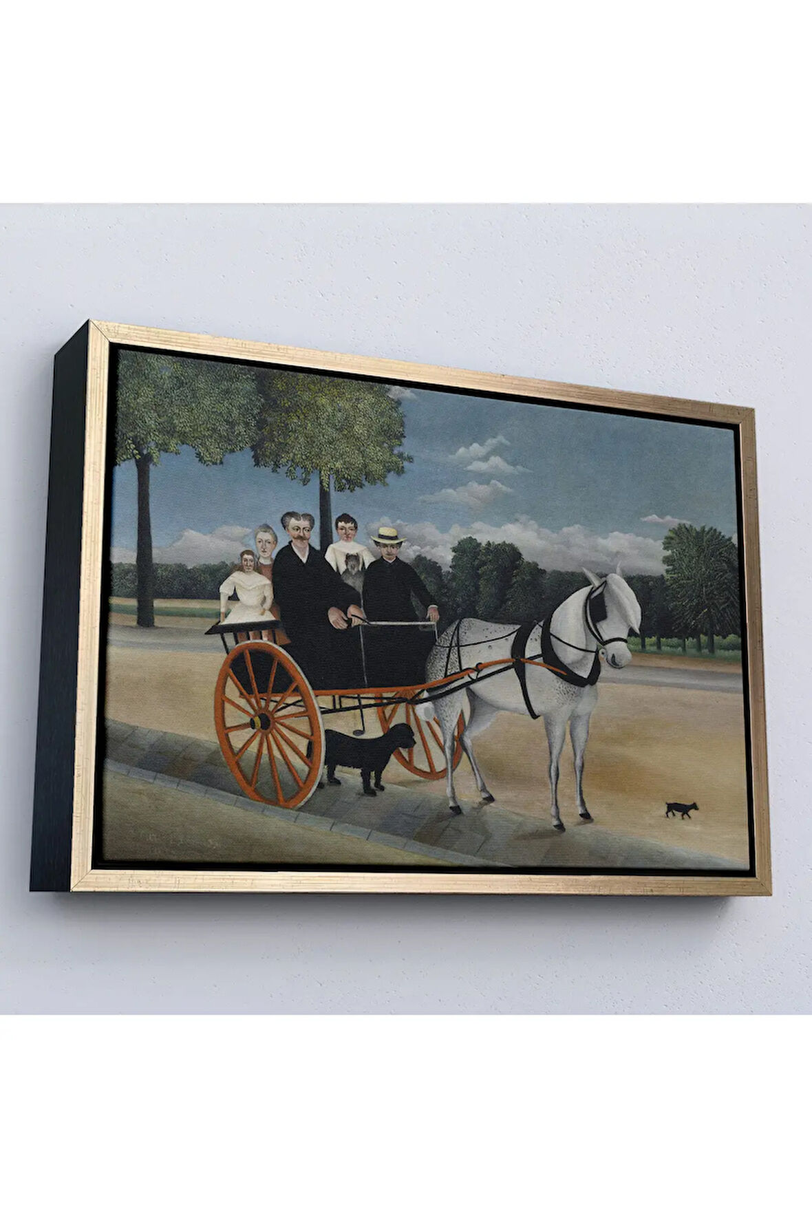 Ahşap Çerçeveli Yaşlı Adam Junier'İn Arabası Tablo-7090