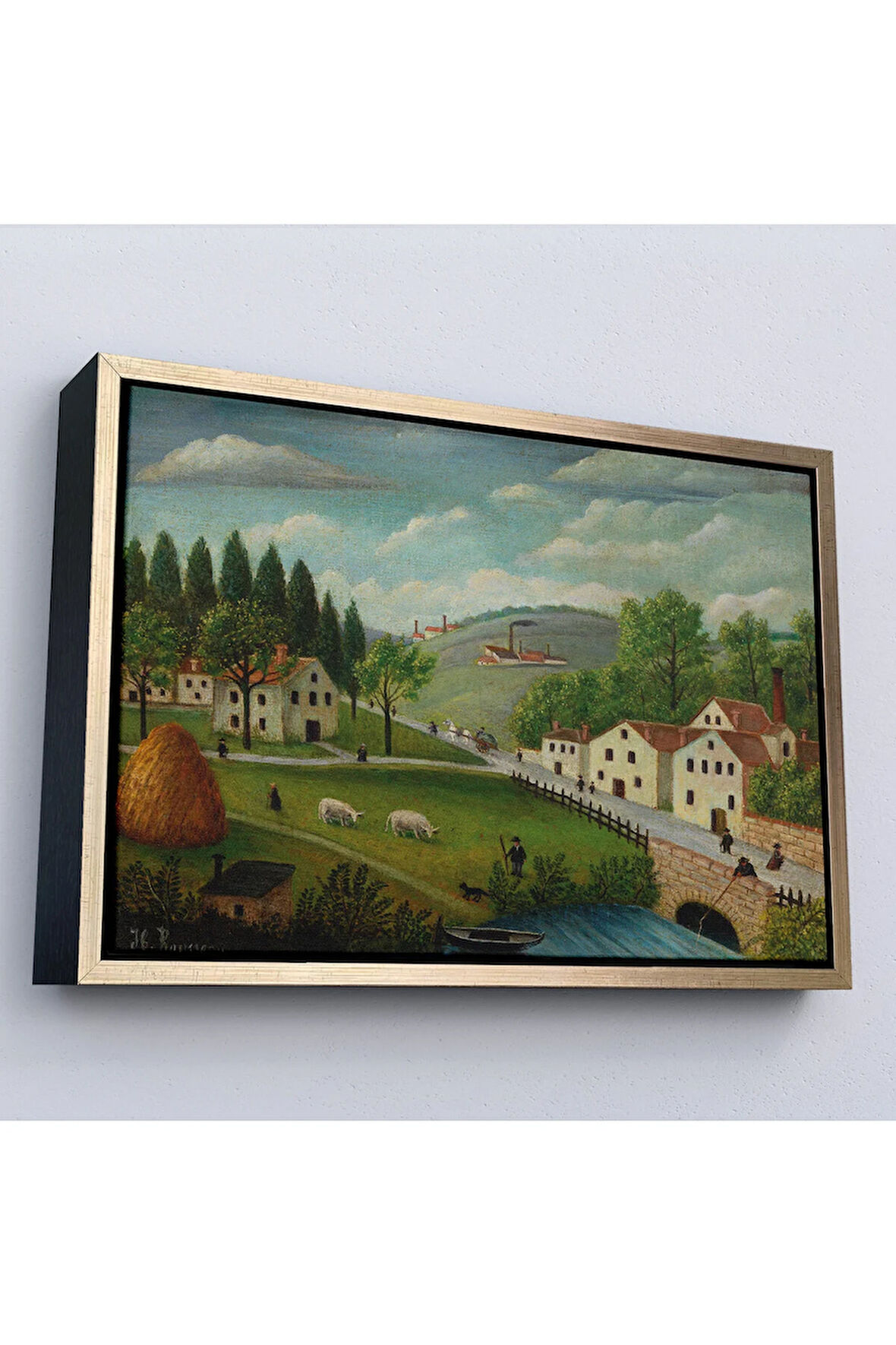 Ahşap Çerçeveli Rousseau - Bebek Arabaları Pastoral Tablosu-7108