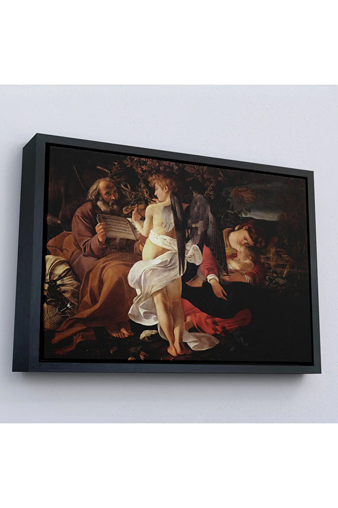 Ahşap Çerçeveli Caravaggio - Mısır'A Uçuşta Dinlenin Tablo - Rest On The Flight İnto Egypt-7119