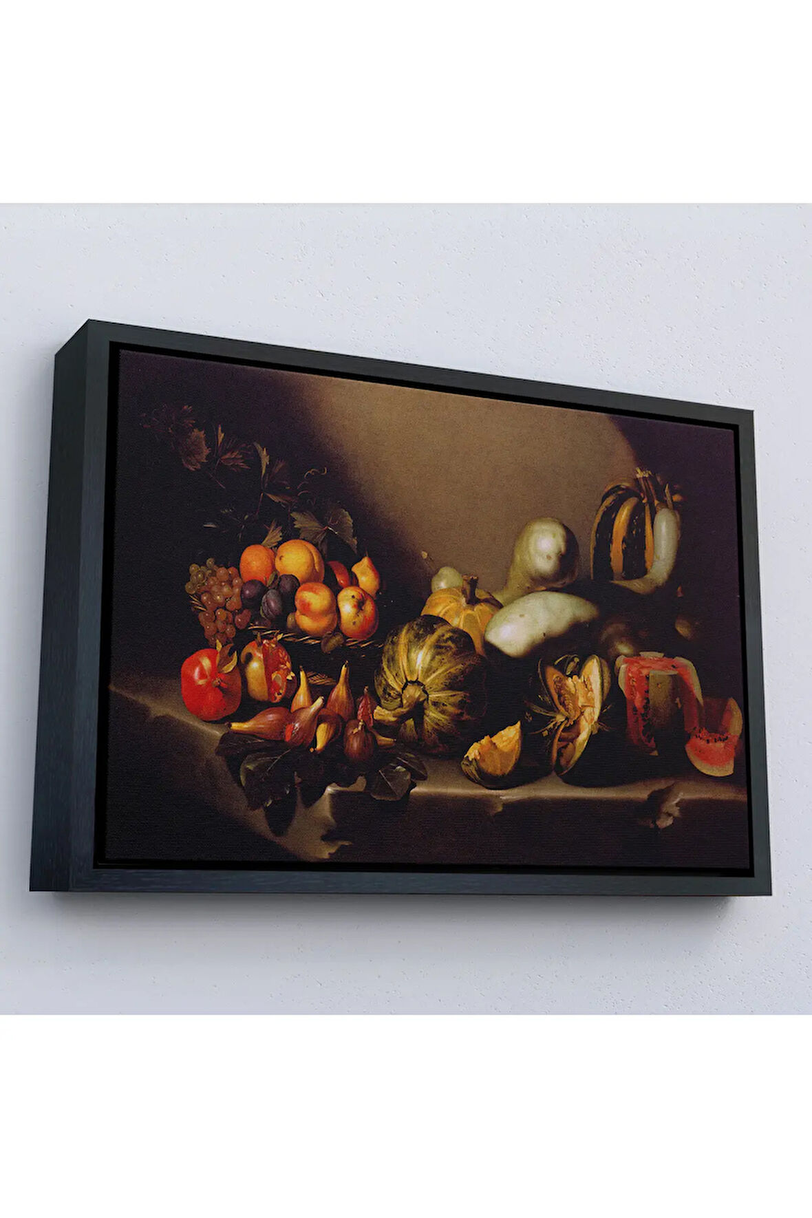 Ahşap Çerçeveli Caravaggio - Meyveli Natürmort Tablo - Still Life With Fruit-7134