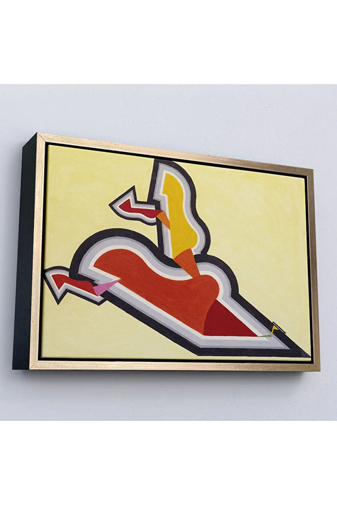 Ahşap Çerçeveli Joseph Schillinger - Ritim Çalışması Tablo - Study İn Rhythm: Red And Gold-7136