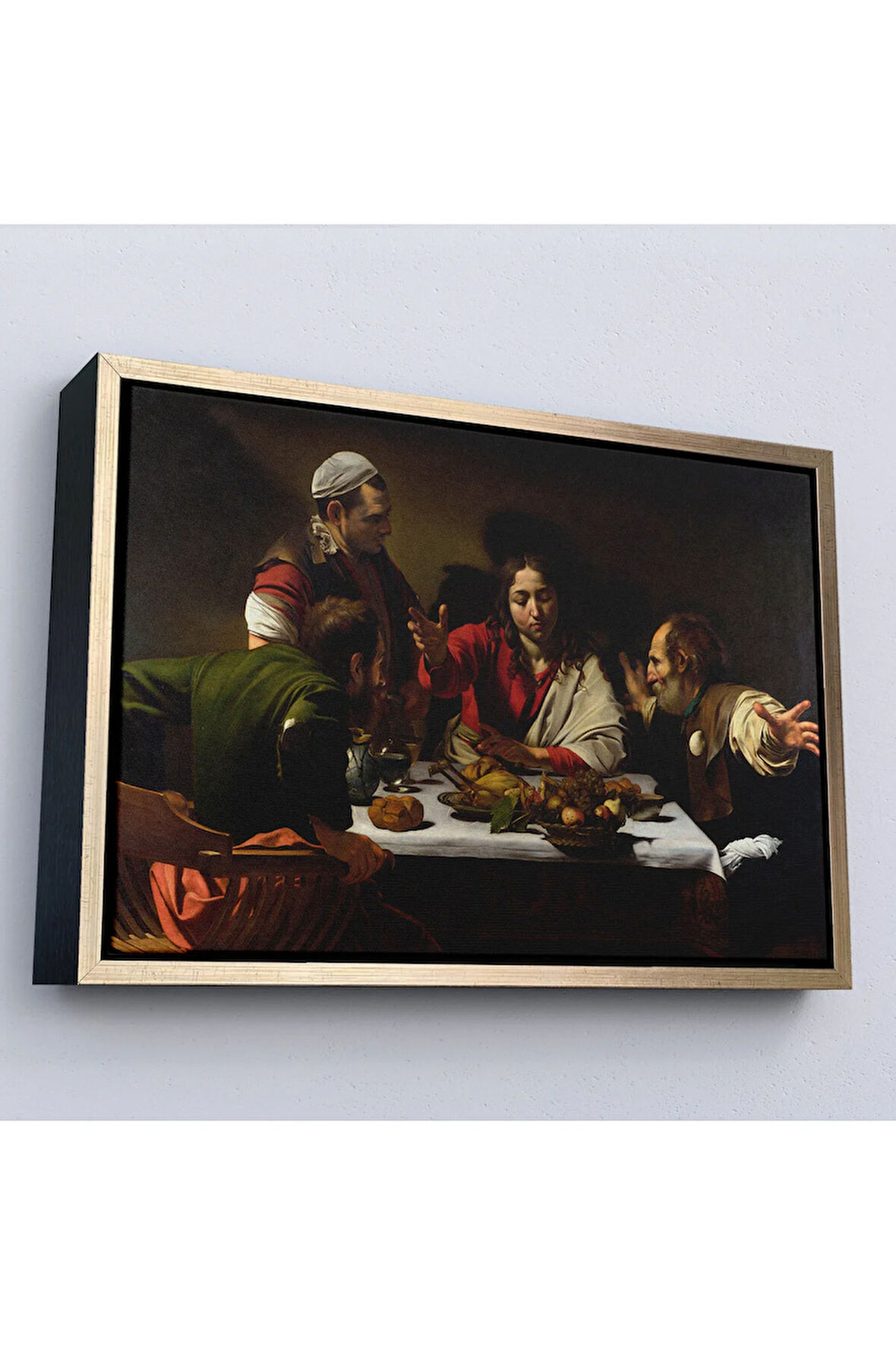 Ahşap Çerçeveli Caravaggio - Emmaus'Ta Akşam Yemeği Tablo - Supper At Emmaus-7137
