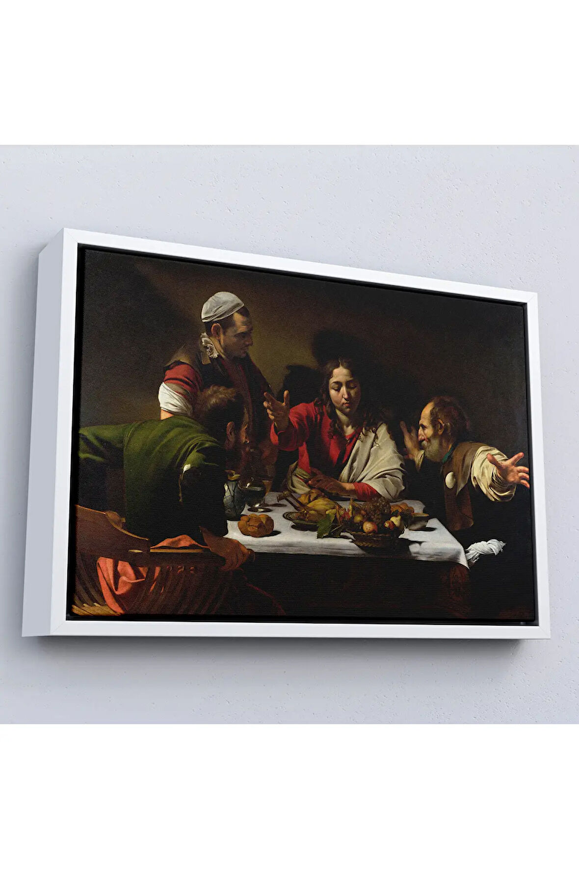 Ahşap Çerçeveli Caravaggio - Emmaus'Ta Akşam Yemeği Tablo - Supper At Emmaus-7137