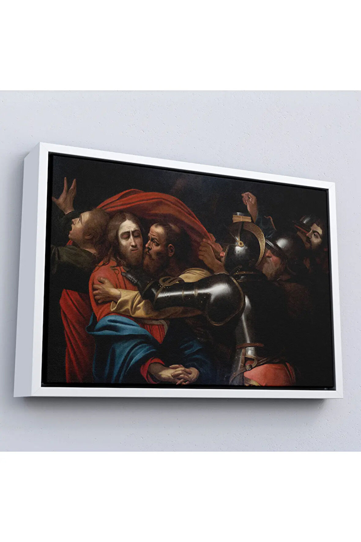Ahşap Çerçeveli Caravaggio -İsanın İnişi Tablo - The Taking Of Christ-7146