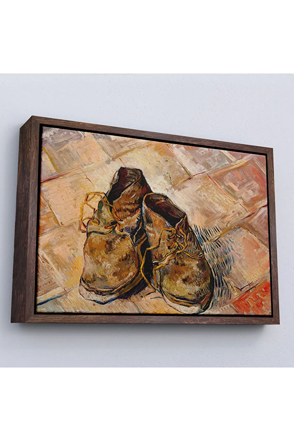 Ahşap Çerçeveli Vincent Van Gogh - Ayakkabılar Tablo - Shoes-7165