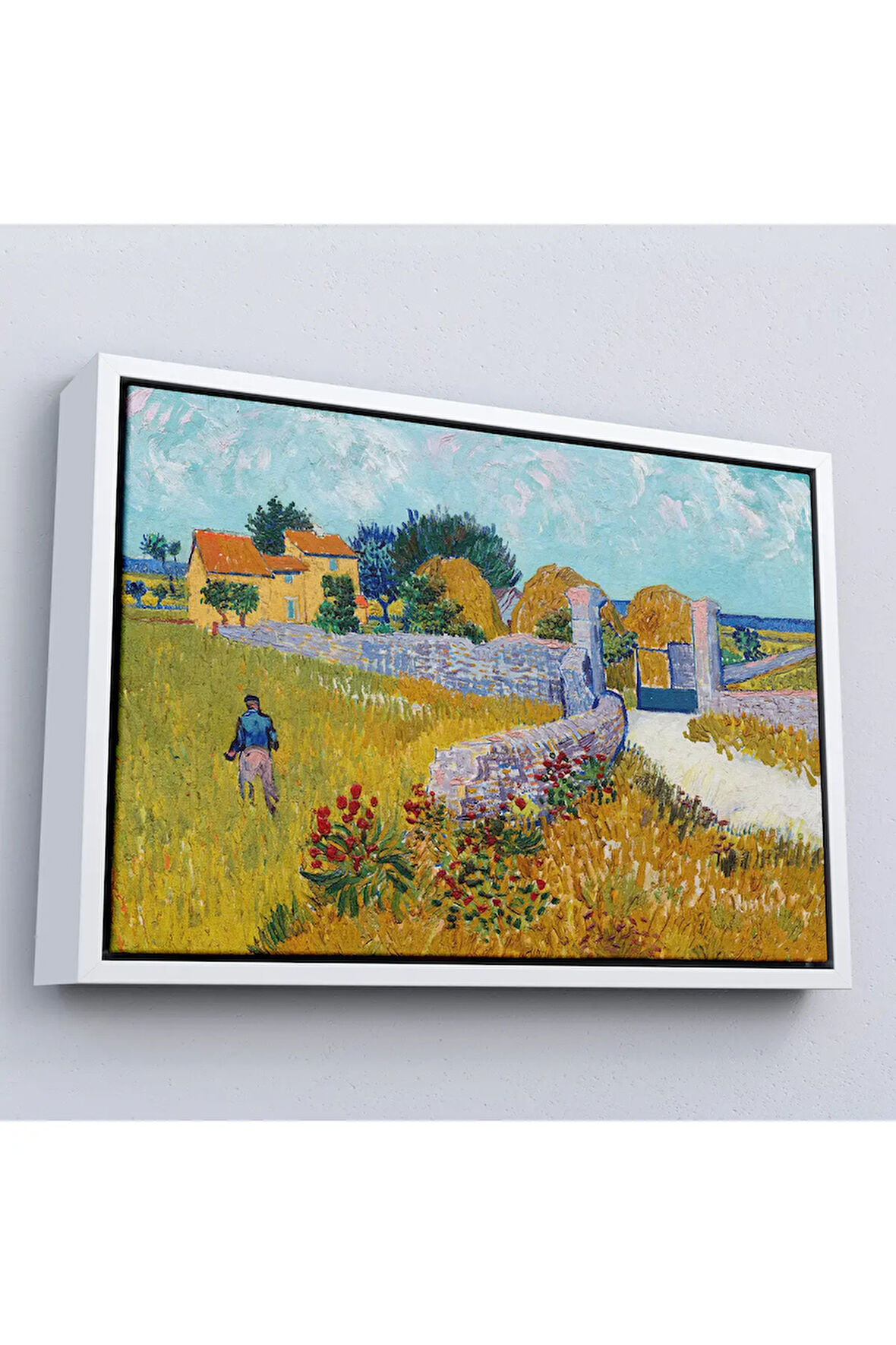 Ahşap Çerçeveli Vincent Van Gogh Provence’De Çiftlik Evi Tablo-7168