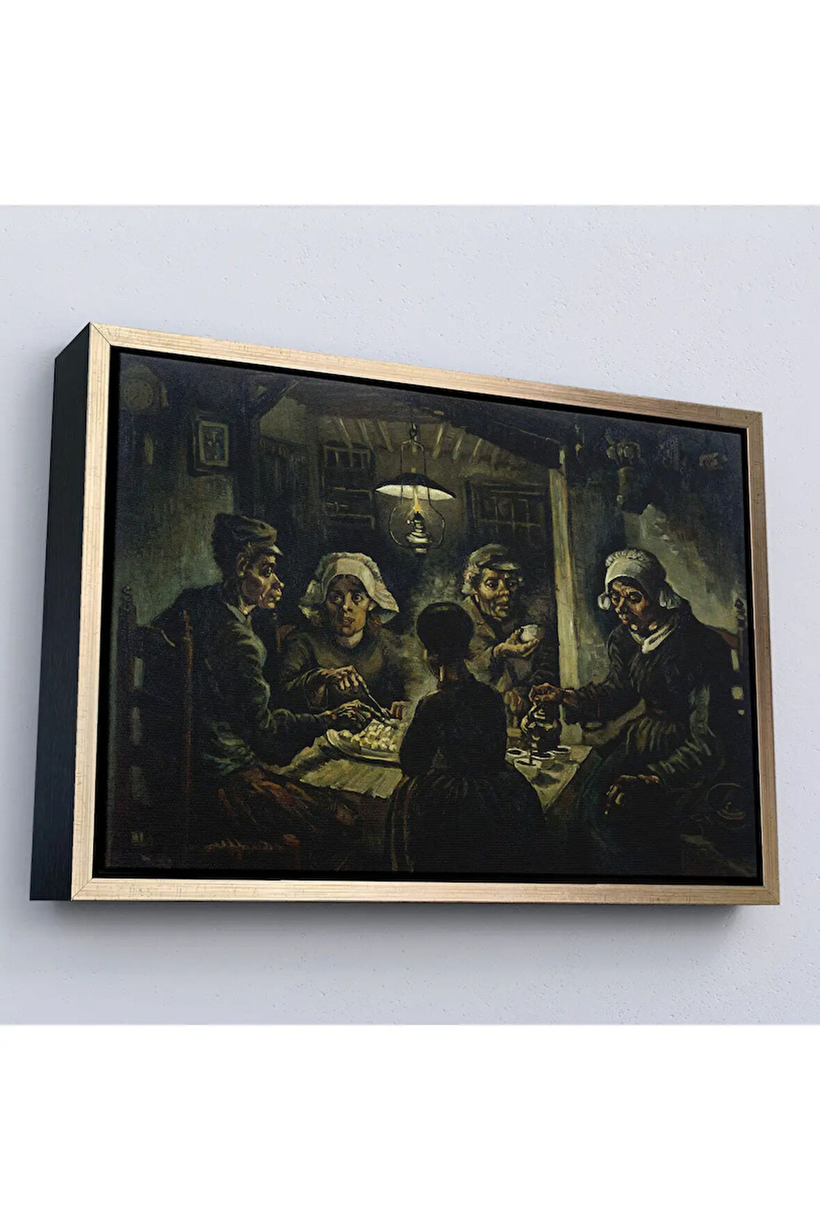 Ahşap Çerçeveli Vincent Van Gogh Patates Yiyenler Tablo - The Potato Eaters By-7169