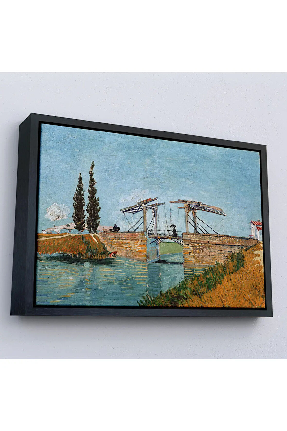 Ahşap Çerçeveli Vincent Van Gogh Arles'Taki Langlois Köprüsü Tablo - Langlois Bridge At Arles-7171