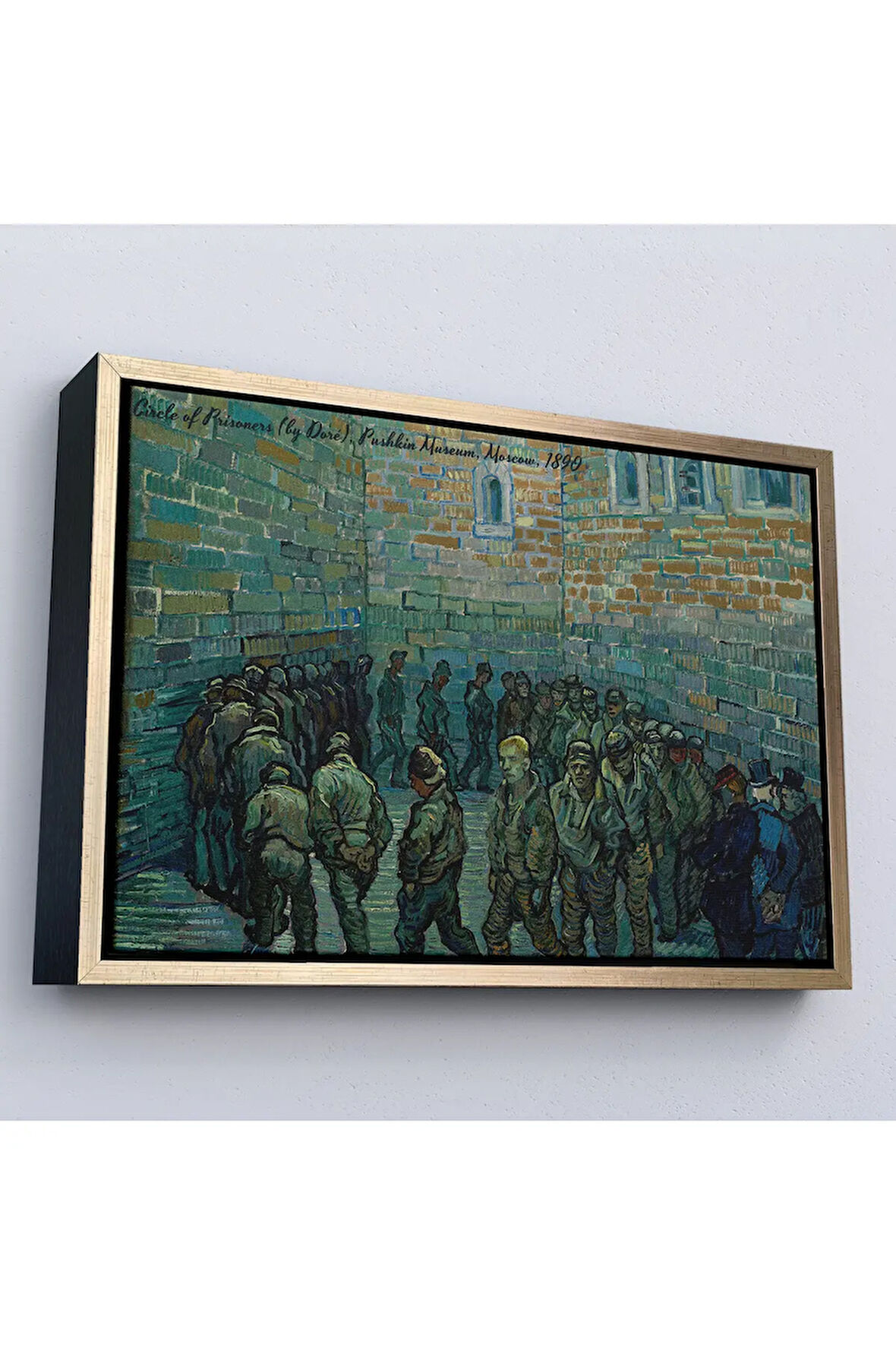 Ahşap Çerçeveli Vincent Van Gogh Tutuklular Çemberi Tablo - Prisoners' Round-7180