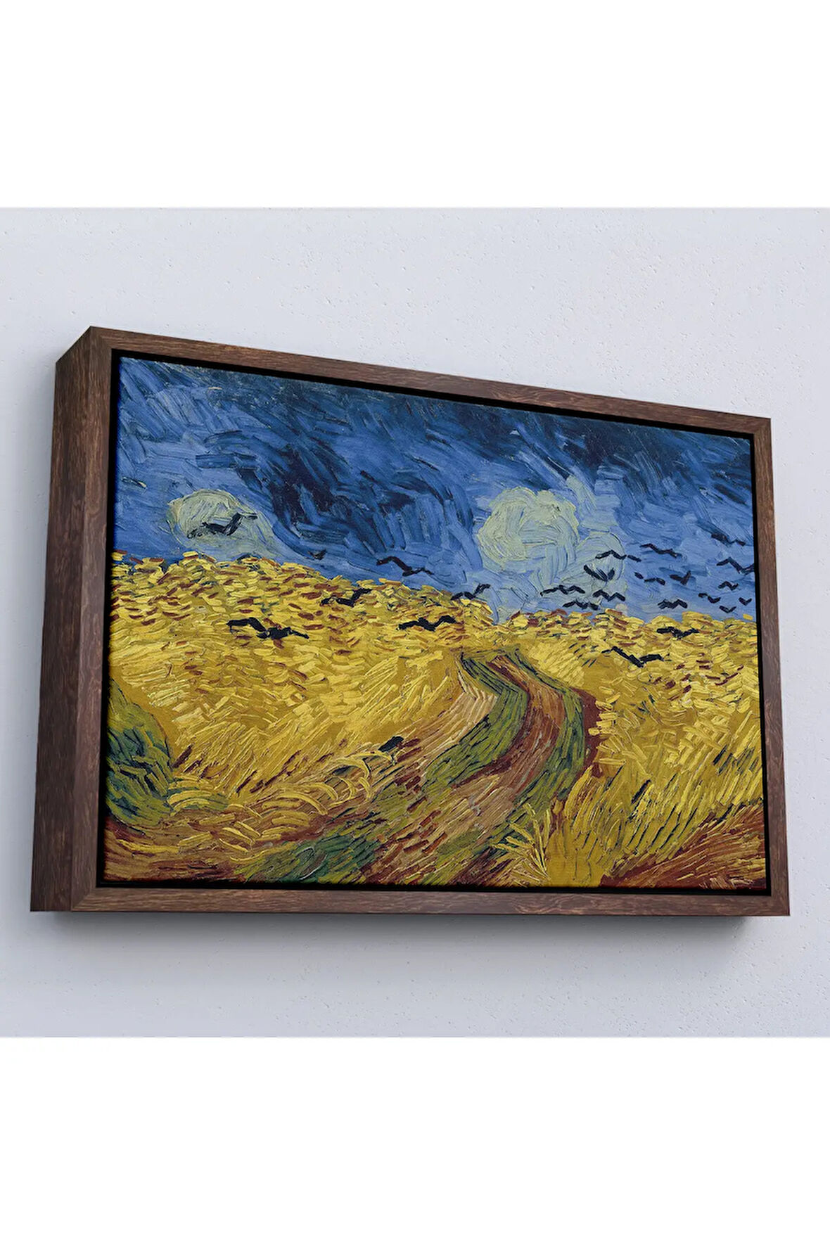 Ahşap Çerçeveli Vincent Willem Van Gogh - Kargalarla Buğday Tarlası Tablo-7190