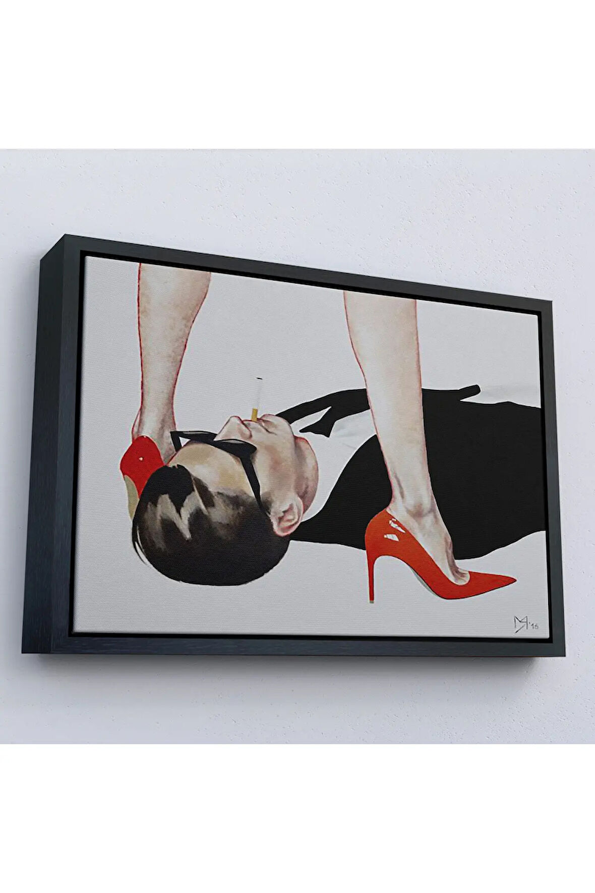 Ahşap Çerçeveli Uzun Bacaklı Kadının Altındaki Adam Tablosu-7199