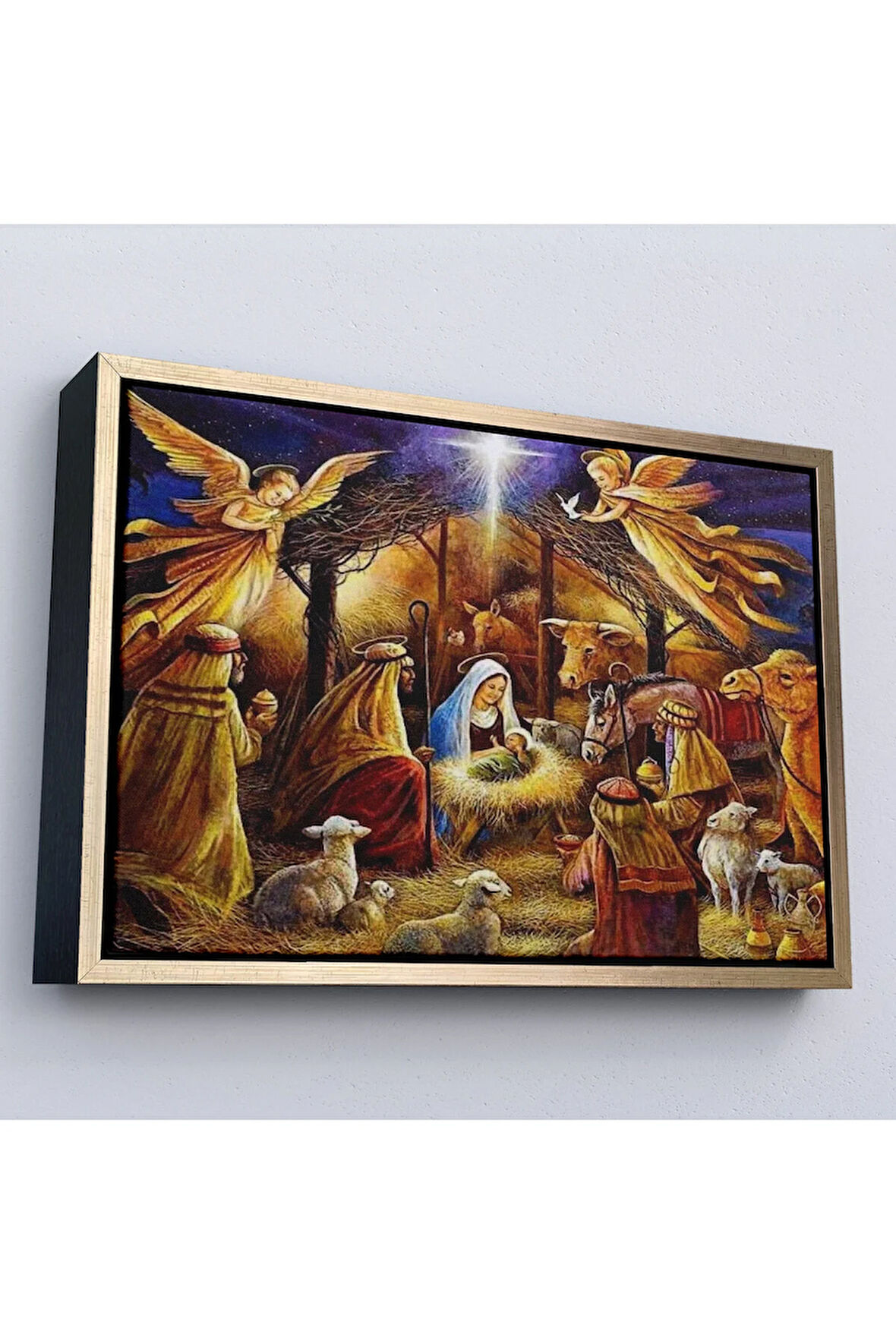 Ahşap Çerçeveli Hz İsanın Doğuşu Tablosu - Hırıstiyan Hediyesi-7205