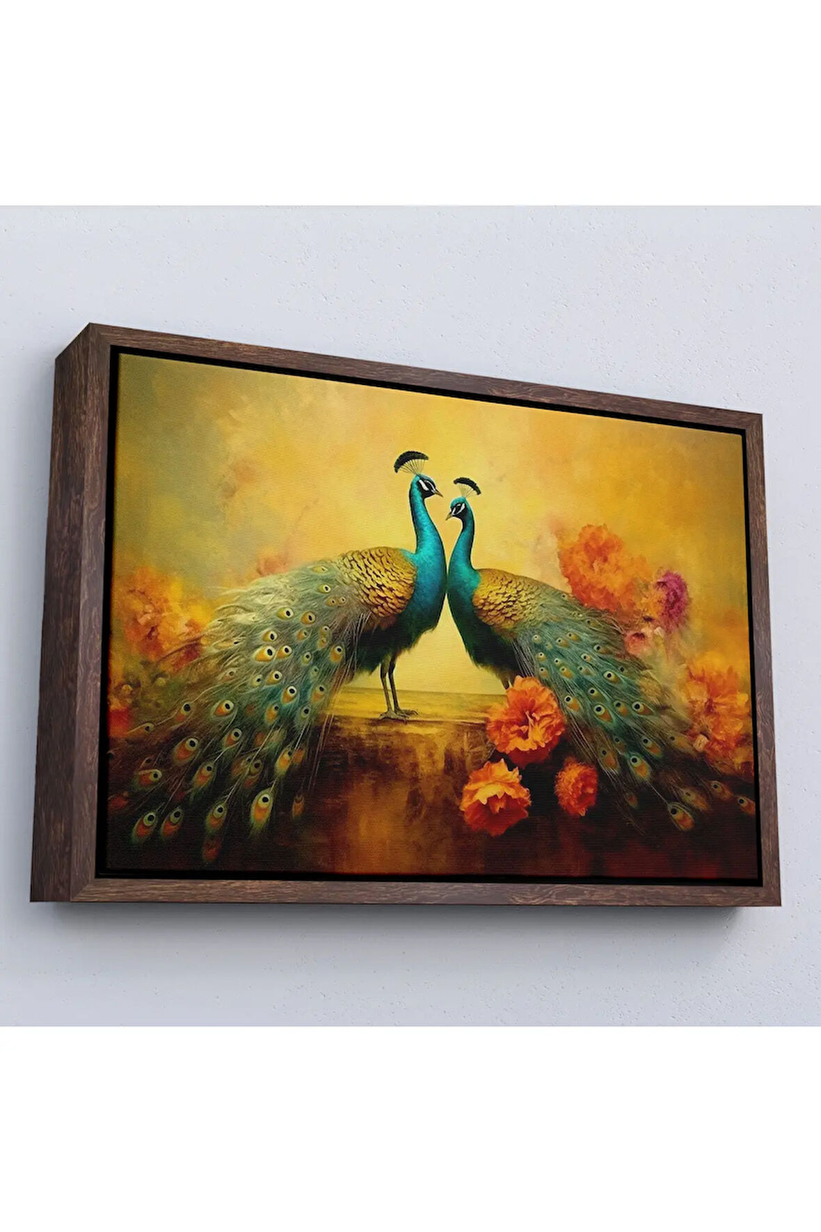 Ahşap Çerçeveli Tavus Kuşları Tablosu-7206