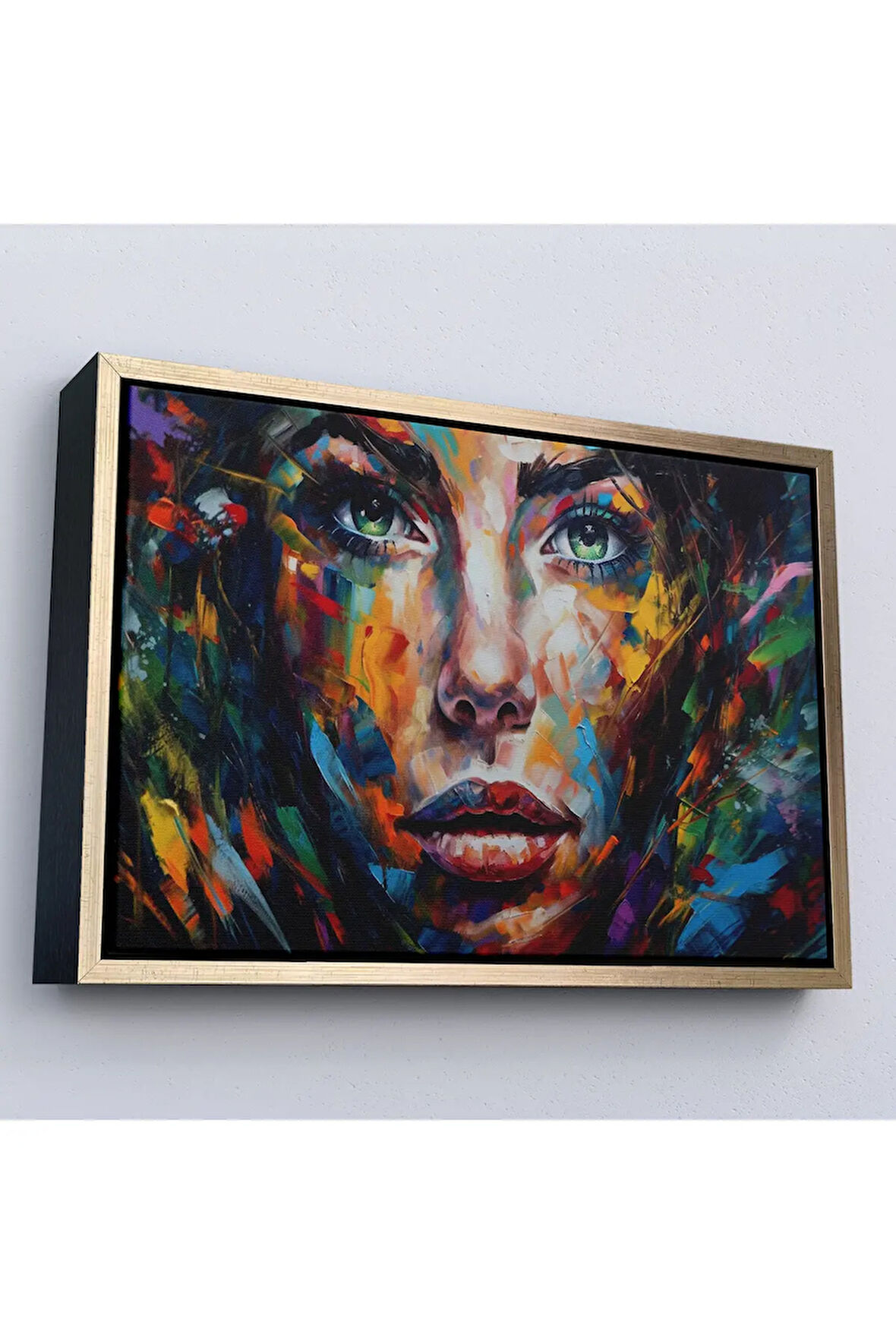 Ahşap Çerçeveli Soyut Renkli Kadın Tablosu-7208