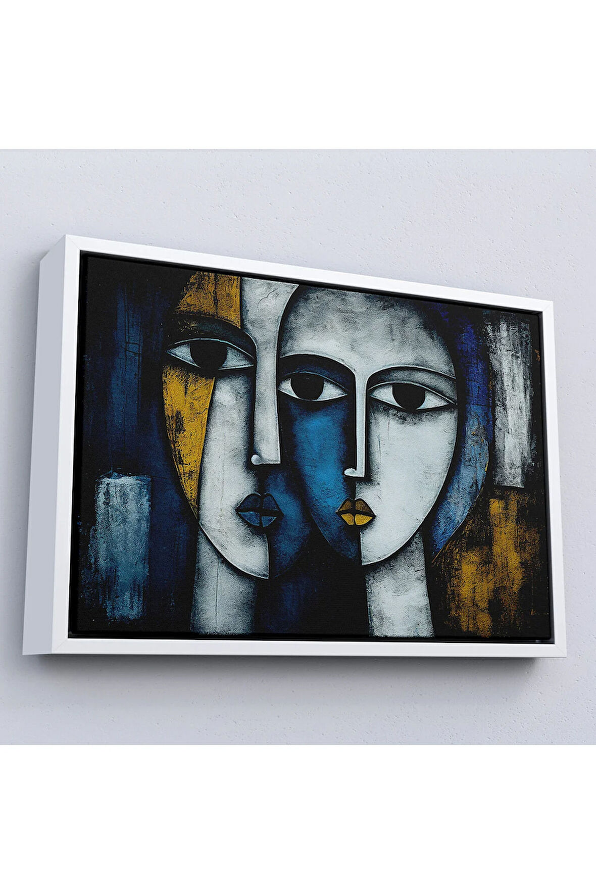 Ahşap Çerçeveli Soyut Yüzler Tablosu-7220