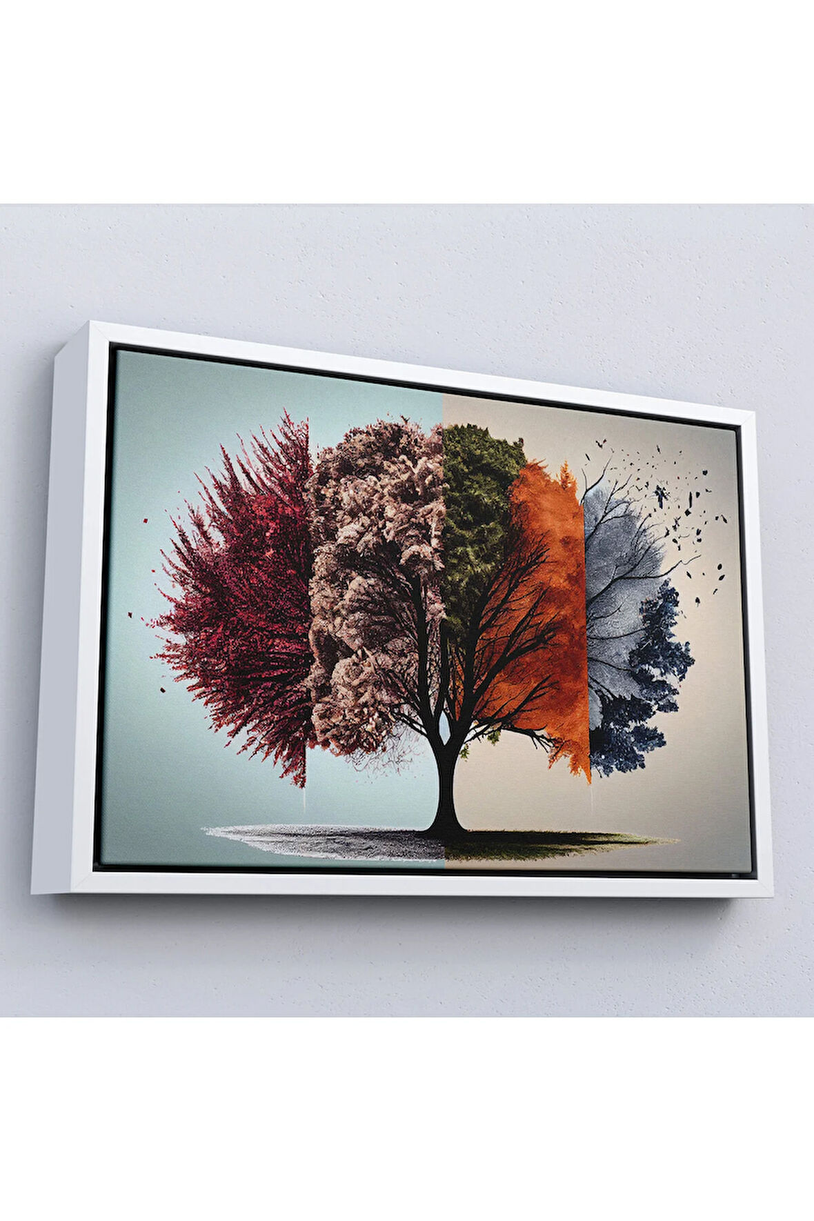Ahşap Çerçeveli Dört Mevsim Ağaçlar Tablosu-7226
