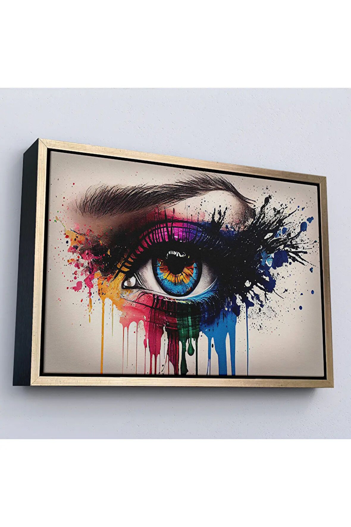 Ahşap Çerçeveli Renkli Zarif Kadın Göz Tablosu-7230