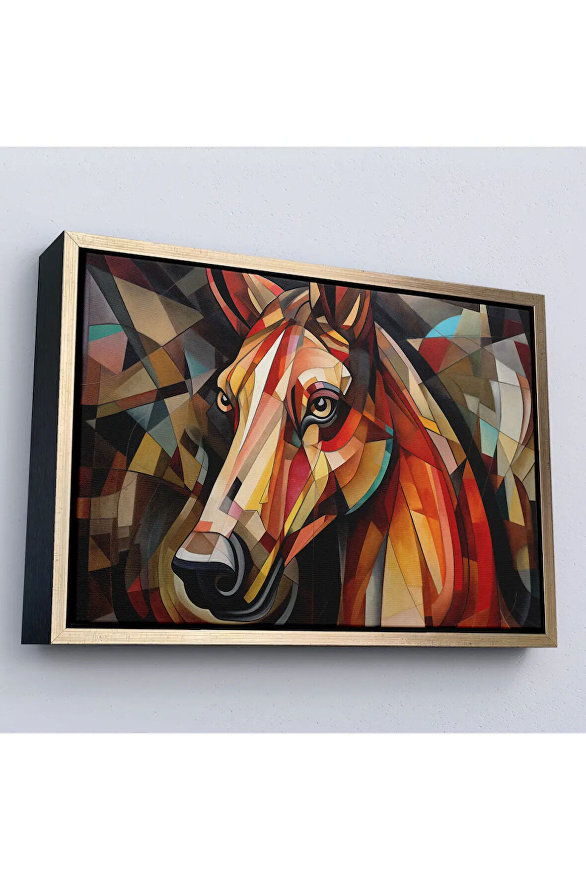 Ahşap Çerçeveli Vitray Tarzı At Kafası Tablosu-7243