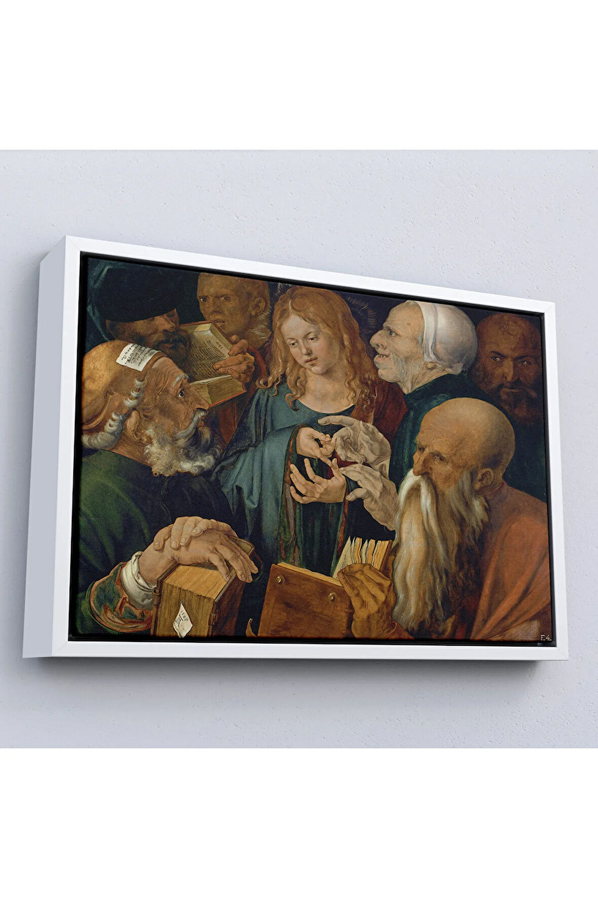 Ahşap Çerçeveli Albrecht Dürer - Doktorlar Arasında İsa Tablosu --7255