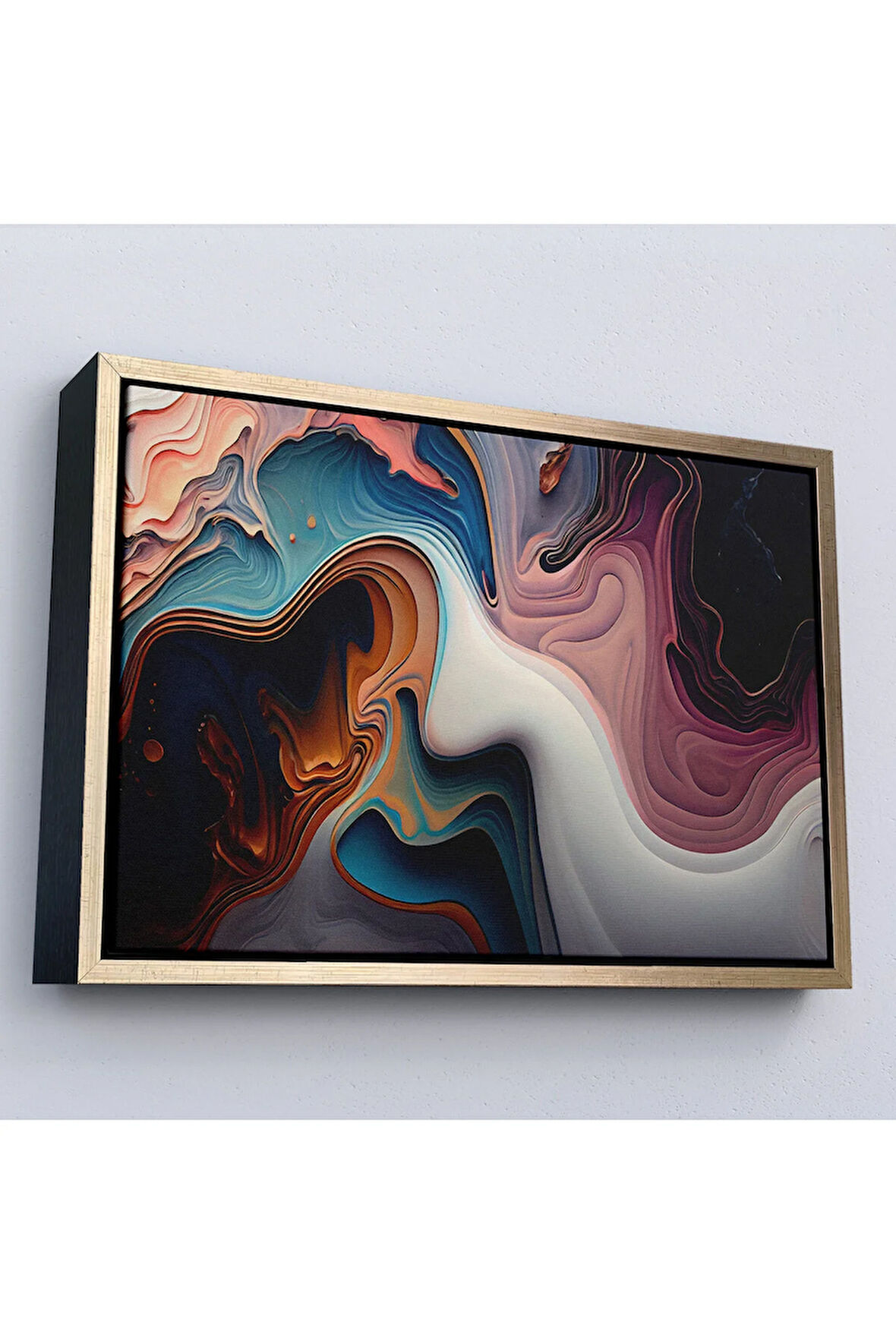 Ahşap Çerçeveli Renkli Girdap Boyalar Tablosu-7273