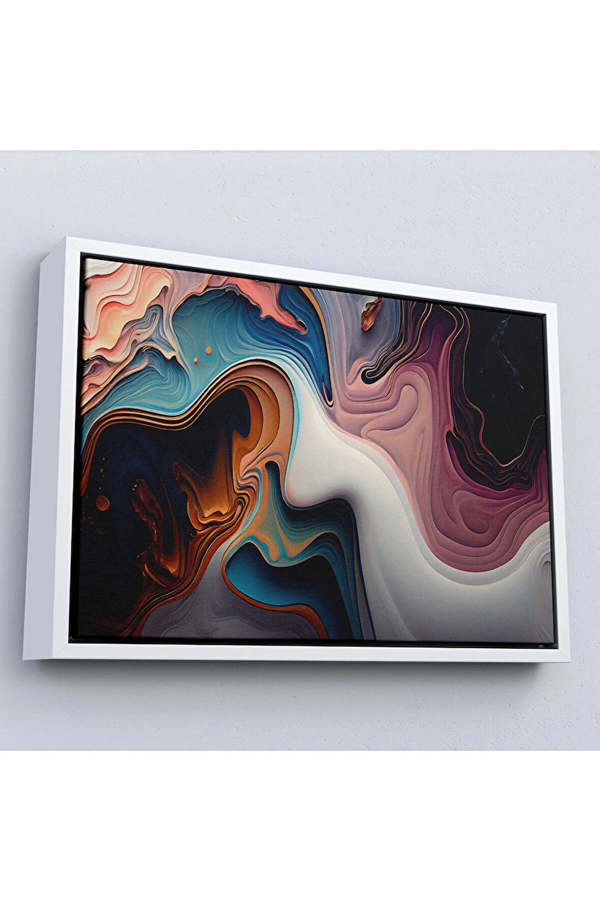 Ahşap Çerçeveli Renkli Girdap Boyalar Tablosu-7273