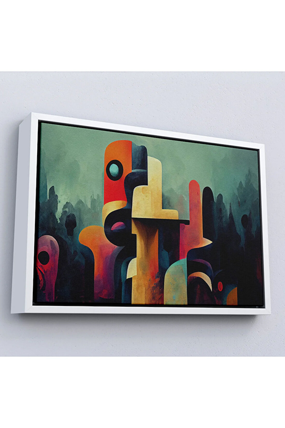 Ahşap Çerçeveli İlkel Afrika Kabilelerinin Etnik Motif Tablosu-7275