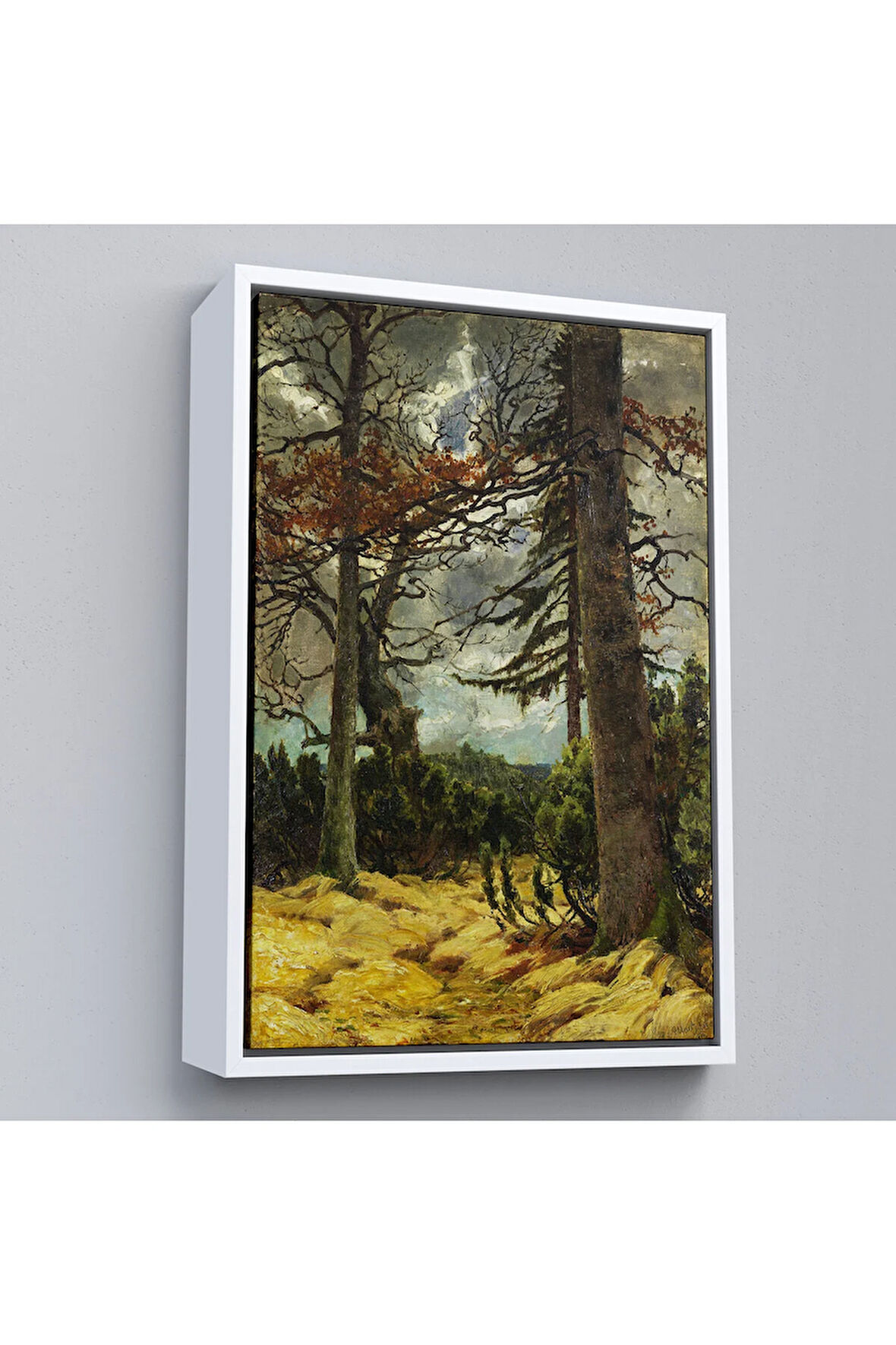 Ahşap Çerçeveli Franz Marc - İlkbaharda Meşe Ağaçları Tablo-7287