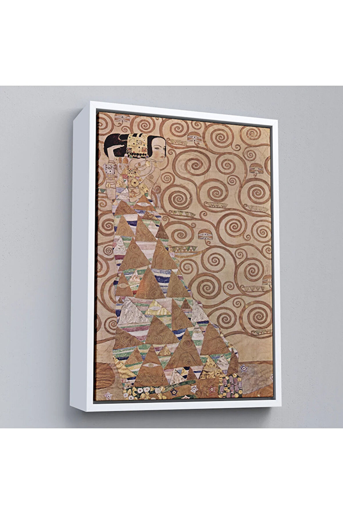 Ahşap Çerçeveli Gustav Klimt - Hayat Ağacı Tablosu - Expectation From Tree Of Life-7293