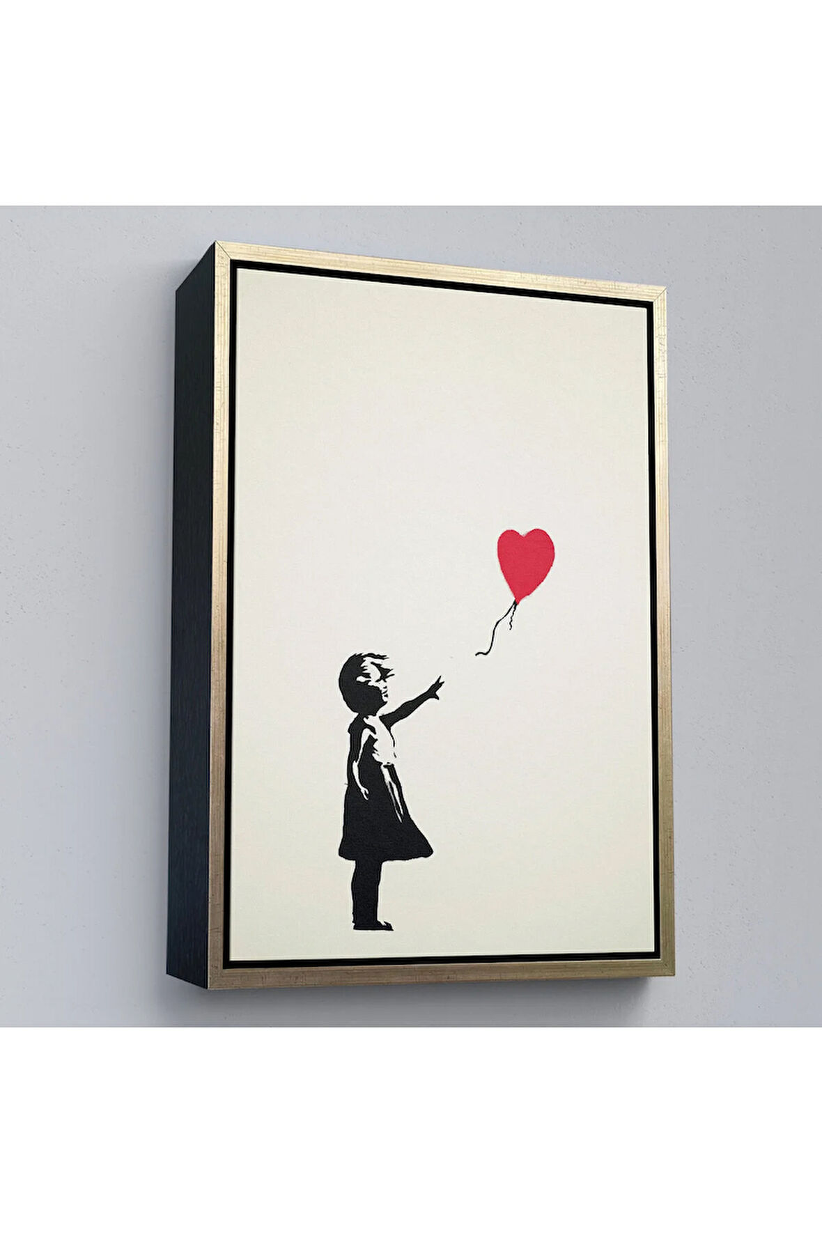 Ahşap Çerçeveli Banksy - Balonlu Kız Tablo - Girl With Balloon-7310