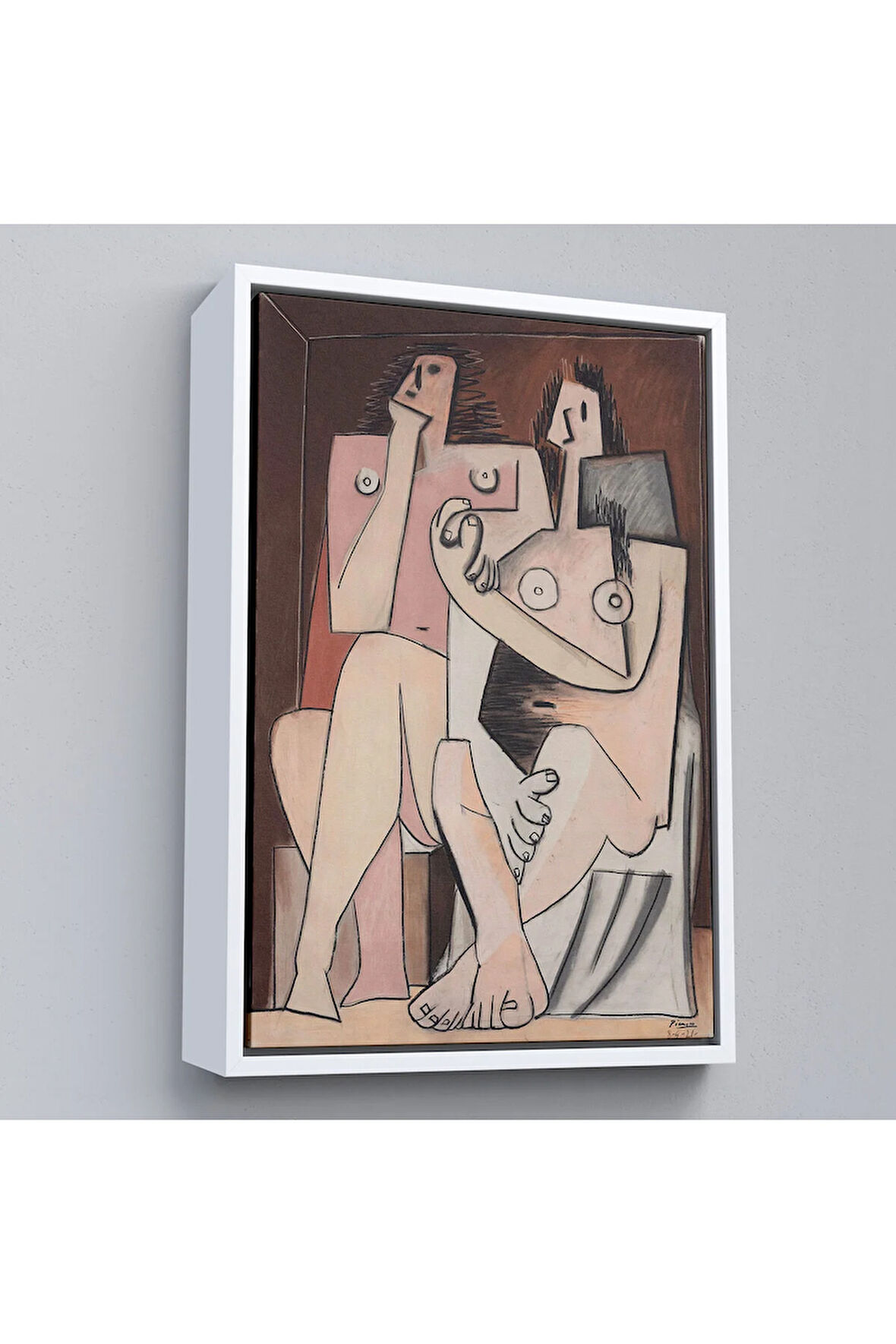 Ahşap Çerçeveli Pablo Picasso - Adam Ve Kadın Soyut Tablosu - Homme Et Femme-7329