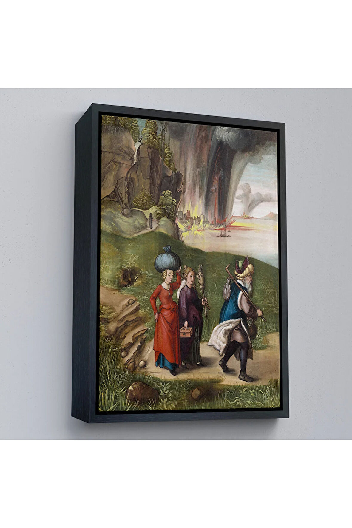 Ahşap Çerçeveli Albrecht Dürer - Lüt Ve Kızları Tablosu - Lot And His Daughters-7355