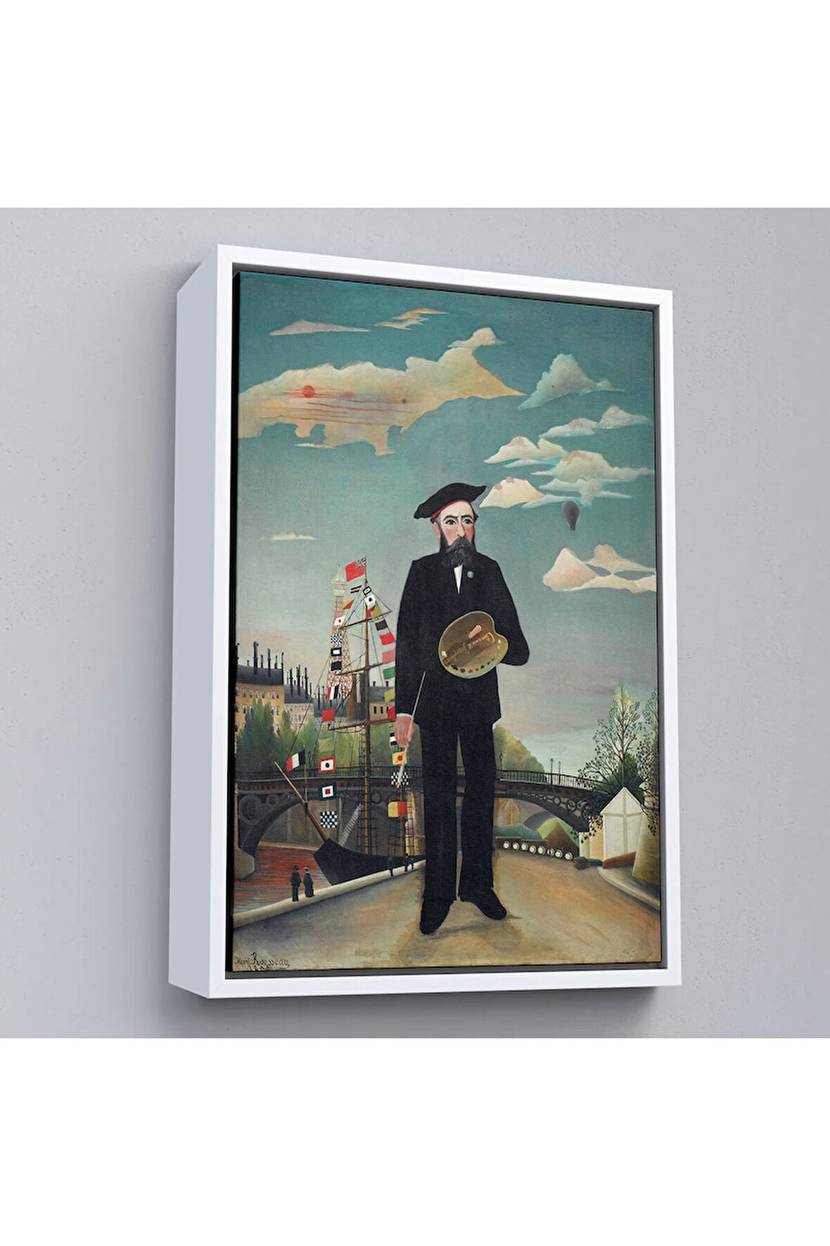 Ahşap Çerçeveli Henri Rousseau Kendi Tablosu - Self-Portrait-7361