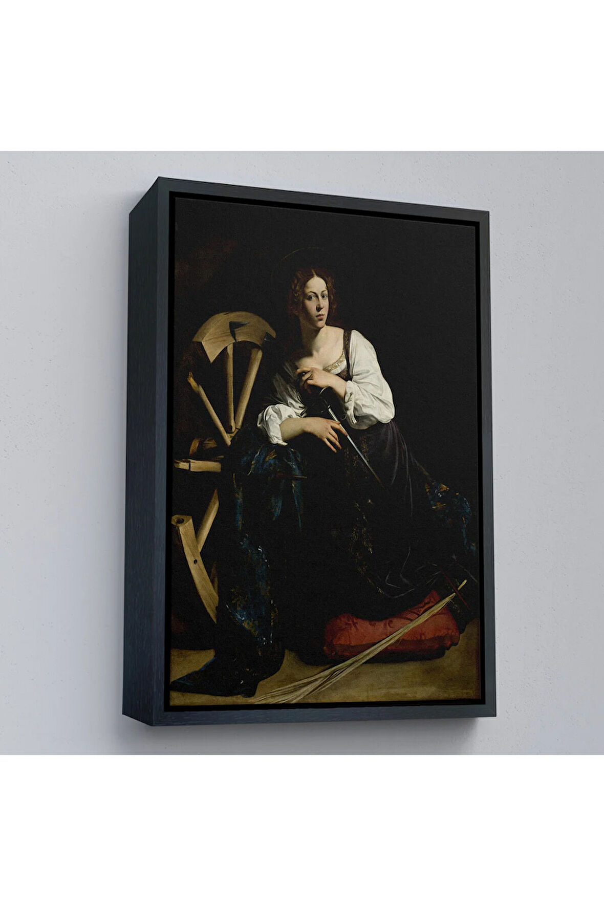 Ahşap Çerçeveli Caravaggio - İskenderiyeli Aziz Catherine Tablosu-7386