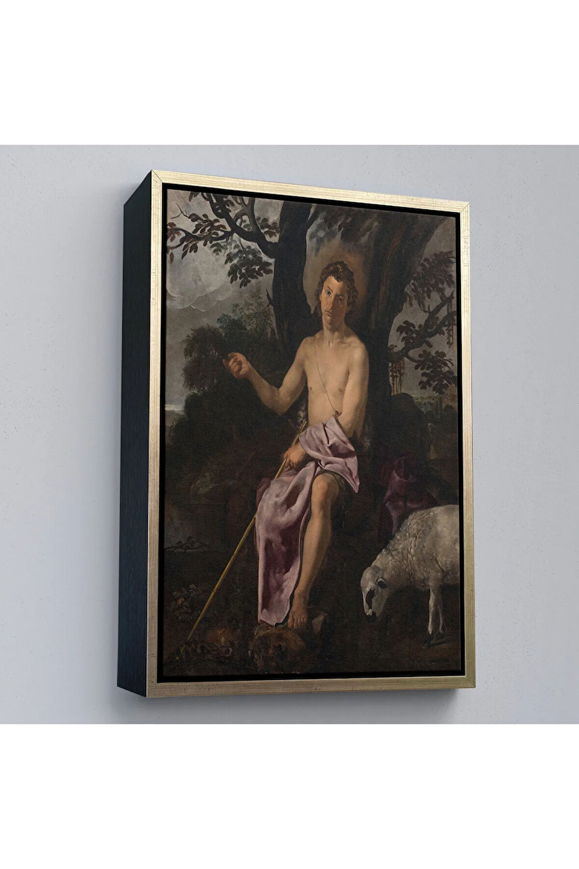 Ahşap Çerçeveli Diego Velazquez - Doğada Aziz Vaftizci Yahya Tablosu-7387
