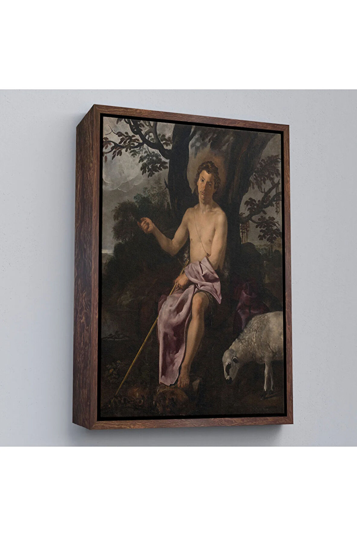 Ahşap Çerçeveli Diego Velazquez - Doğada Aziz Vaftizci Yahya Tablosu-7387