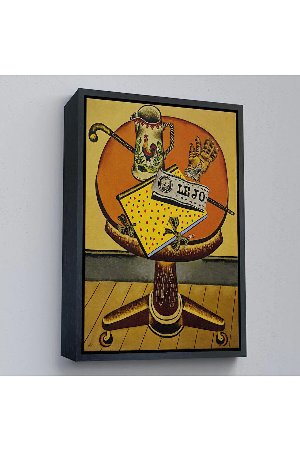 Ahşap Çerçeveli Joan Miro'Nun Eldiveni Ve Gazetesi Tablo - Glove And Newspaper-7411