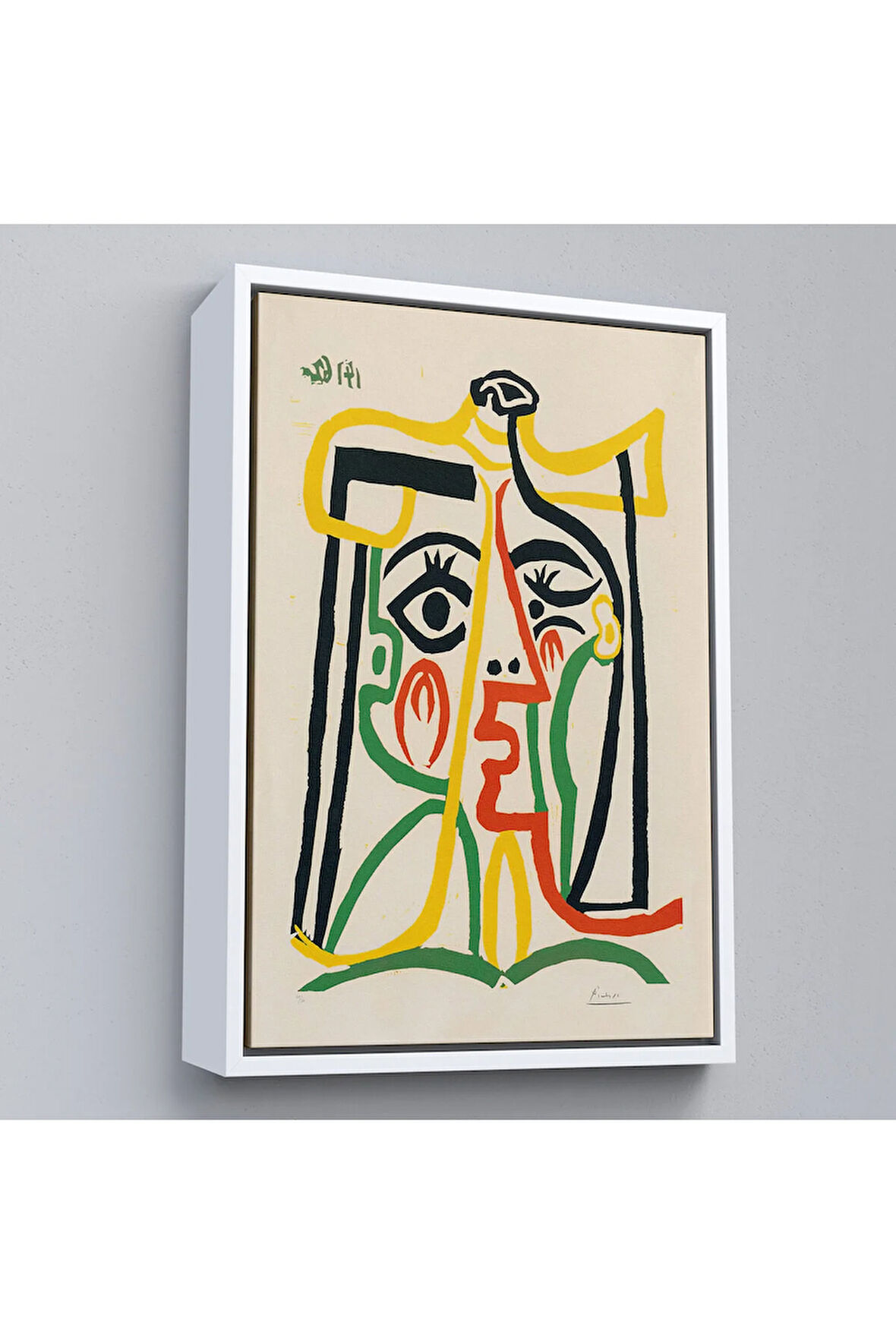 Ahşap Çerçeveli Pablo Picasso - Jacqueline'İn Hasır Şapkalı Tablo-7419