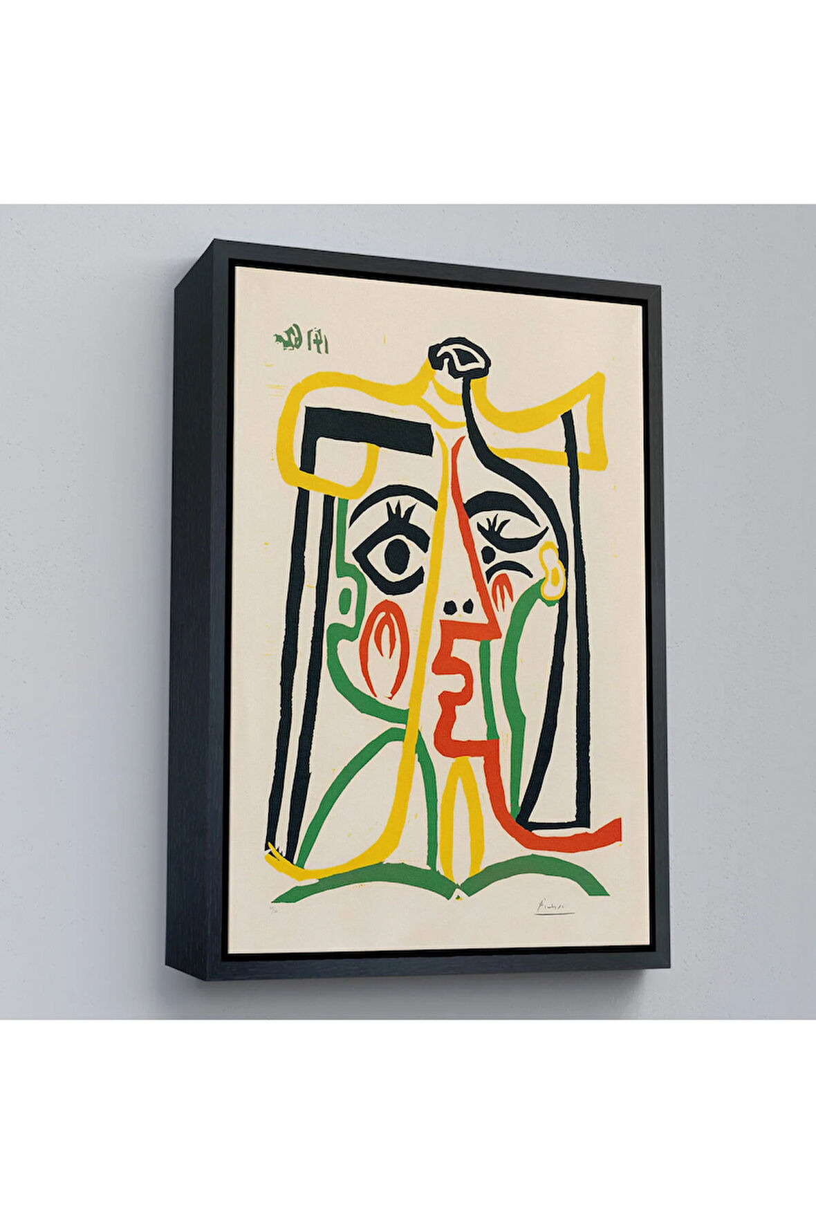 Ahşap Çerçeveli Pablo Picasso - Jacqueline'İn Hasır Şapkalı Tablo-7419