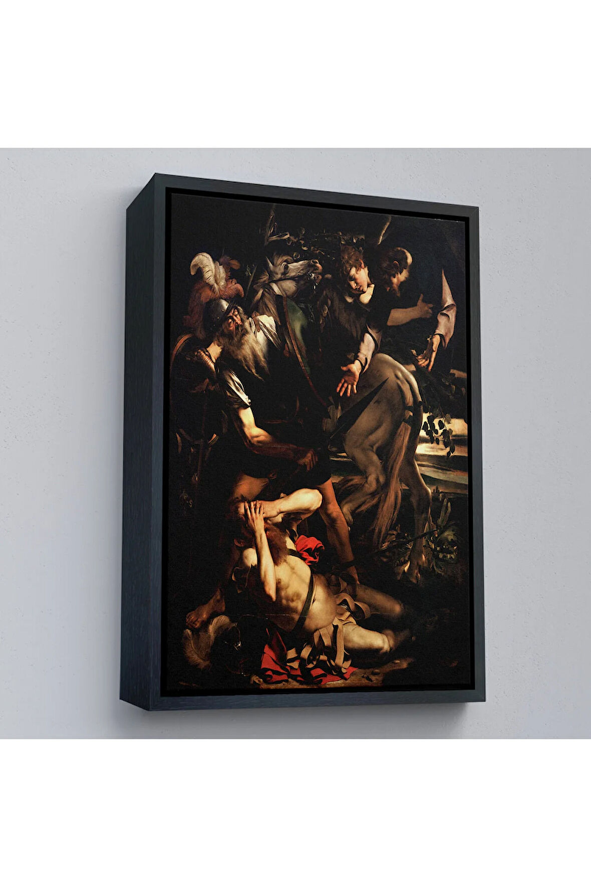 Ahşap Çerçeveli Caravaggio - Aziz Paul'Un Dönüşümü Tablo - The Conversion Of Saint Paul-7423