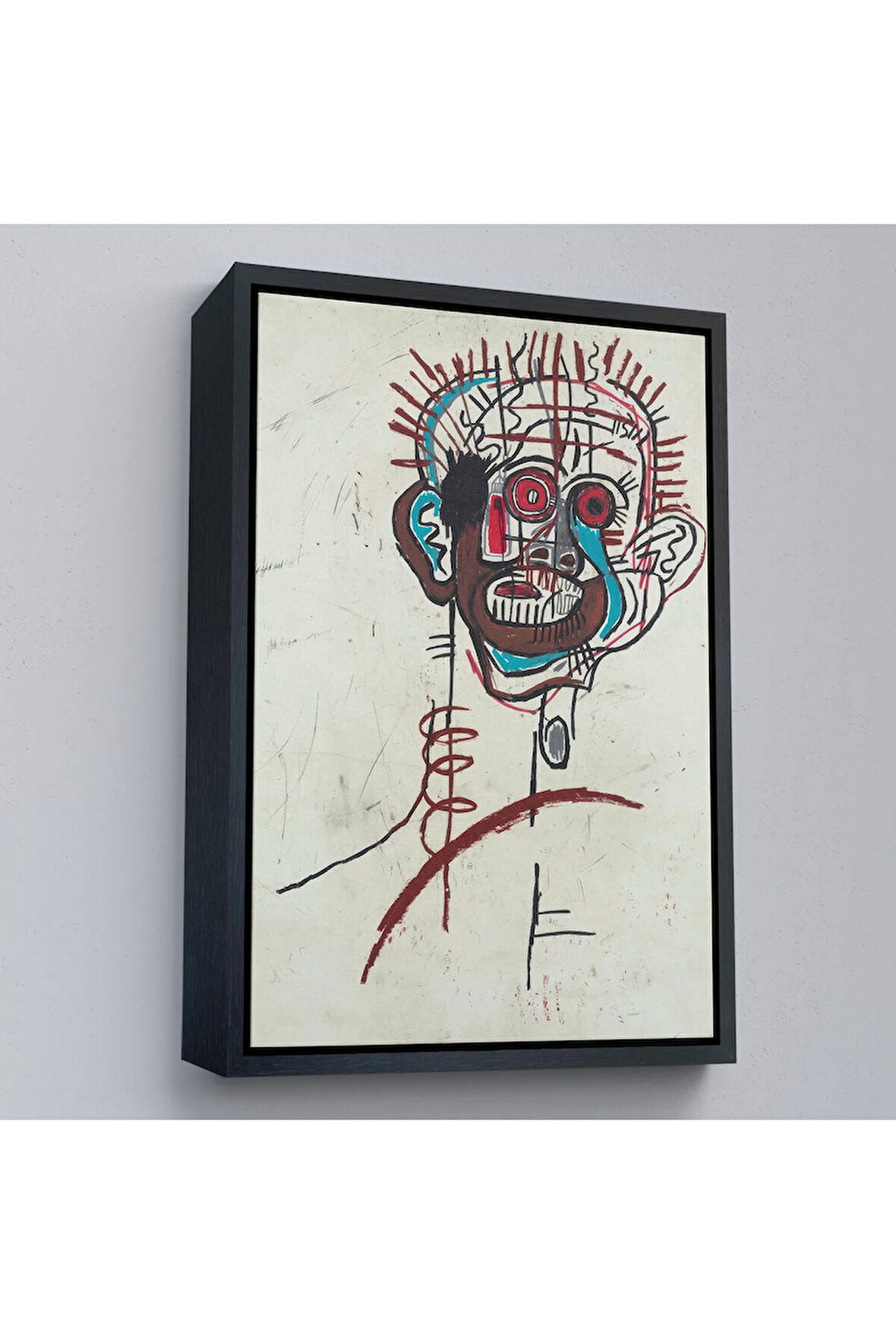 Ahşap Çerçeveli Jean-Michel Basquiat - İsimsiz Tablo - Untitled-7441