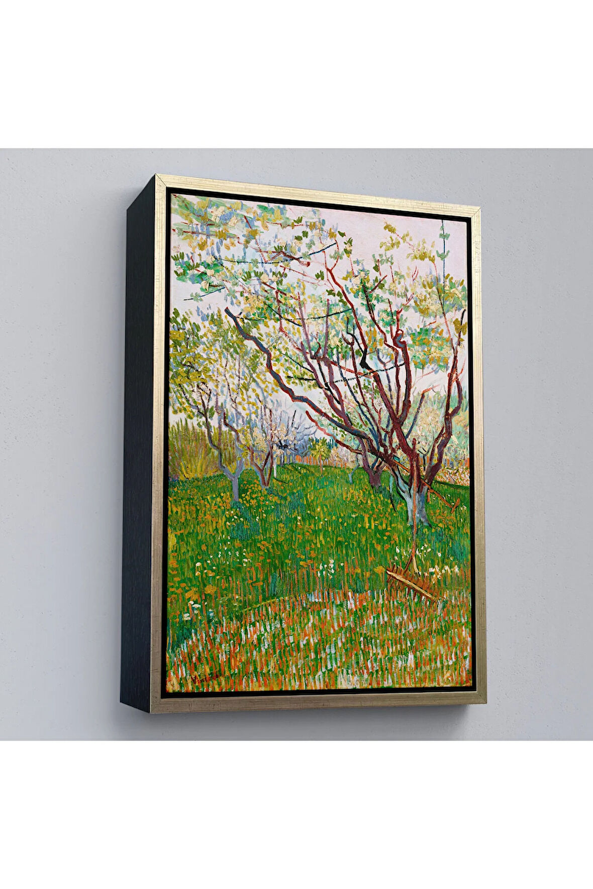 Ahşap Çerçeveli Vincent Van Gogh - Meyve Çiçekleri Tablosu-7450