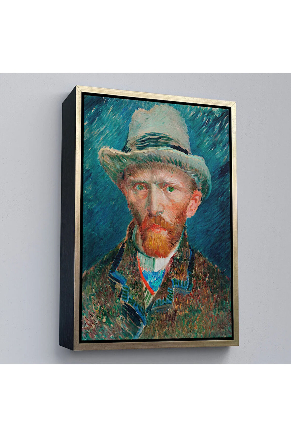 Ahşap Çerçeveli Vincent Van Gogh - Hasır Şapkalı Otoportre Tablosu-7452