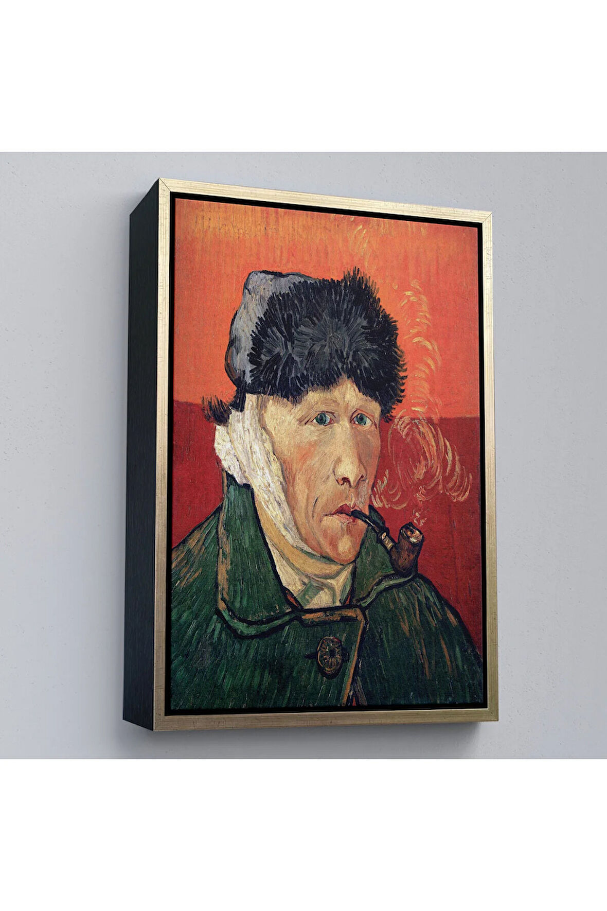 Ahşap Çerçeveli Vincent Van Gogh - Kulakları Bandajlı Portre Tablo-7470