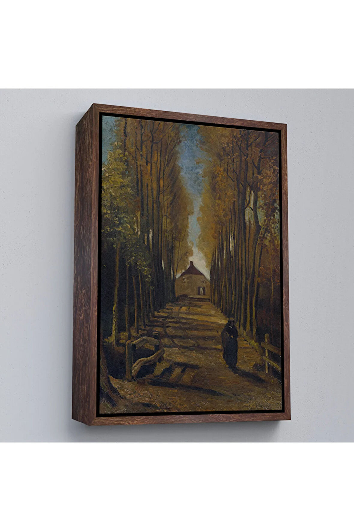 Ahşap Çerçeveli Vincent Van Gogh - Sonbaharda Kavaklı Yol Tablo - Avenue Of Poplars İn Autumn-7473