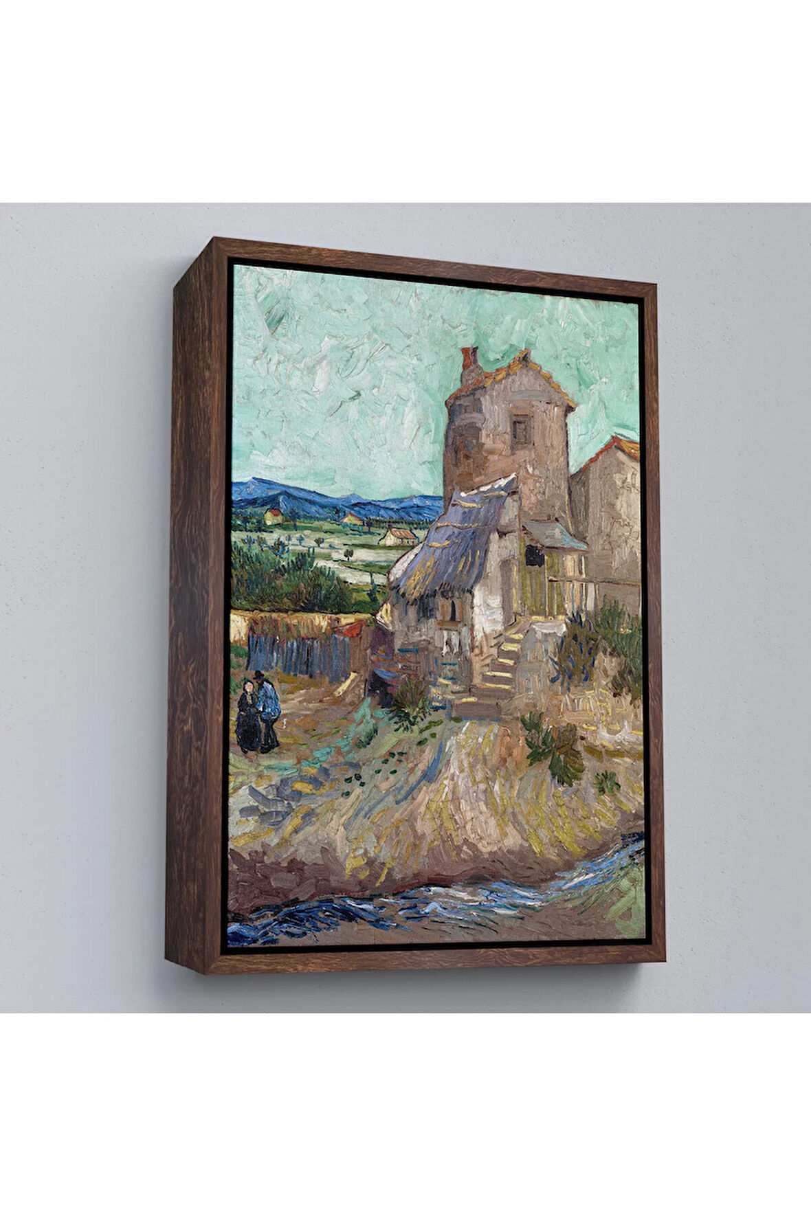 Ahşap Çerçeveli Vincent Van Gogh - Crau'Nun Evi Tablo-7478