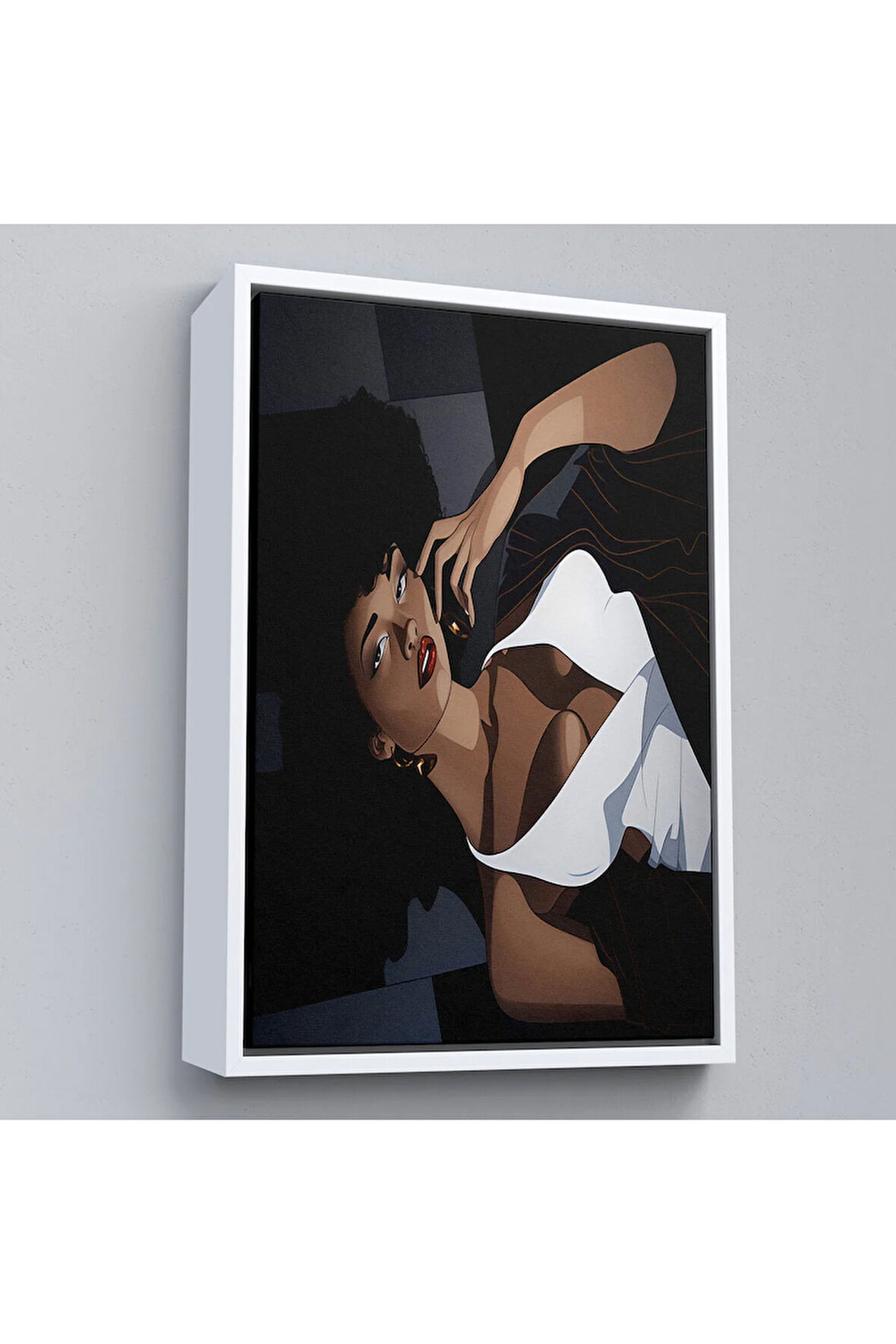 Ahşap Çerçeveli Afrikalı Güzel Kadın Tablosu-7502