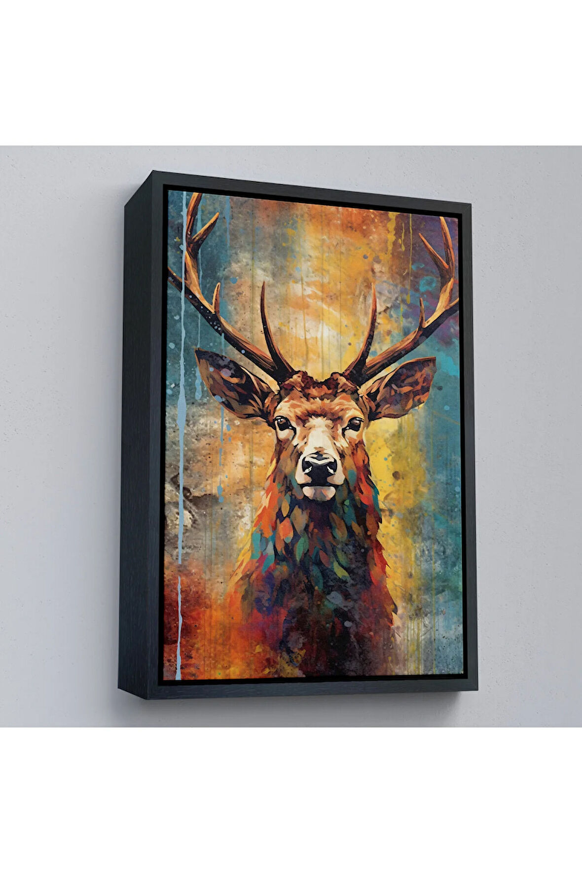 Ahşap Çerçeveli Suluboya Geyik Tablosu-7506