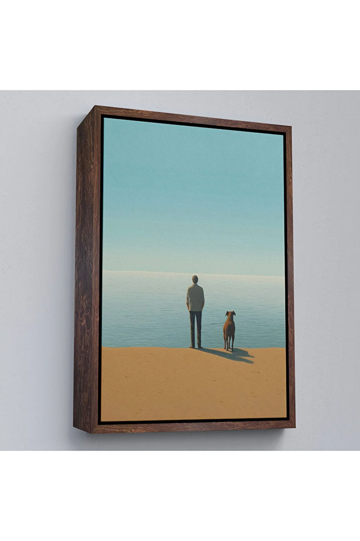 Ahşap Çerçeveli Sahilde Tefekkür Eden Adam Tablosu-7509